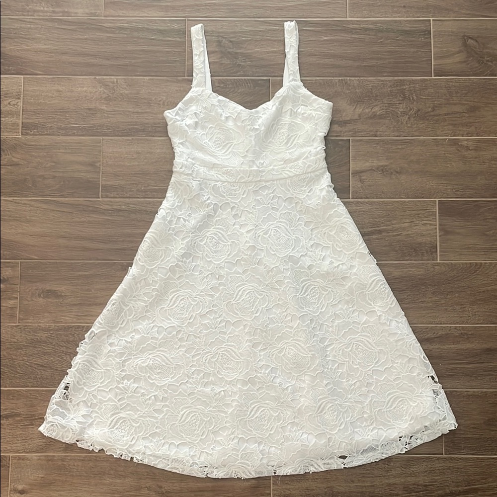 Lulu's White Floral Lace Wedding Dress